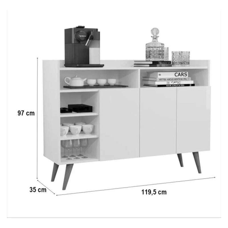 Buffet Aparador 3 Portas Retro Celta Nature Off White 161550 Giga