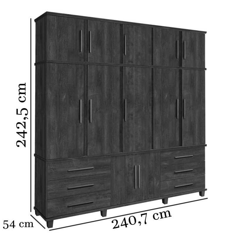 Guarda Roupa Triplex Prisma 05 Portas Noce Fabrimóveis