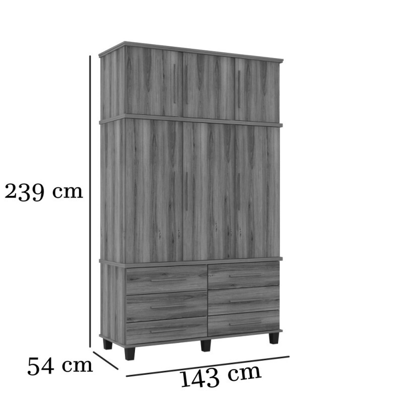 Guarda Roupa Triplex Prisma 03 Portas Noce Fabrimóveis