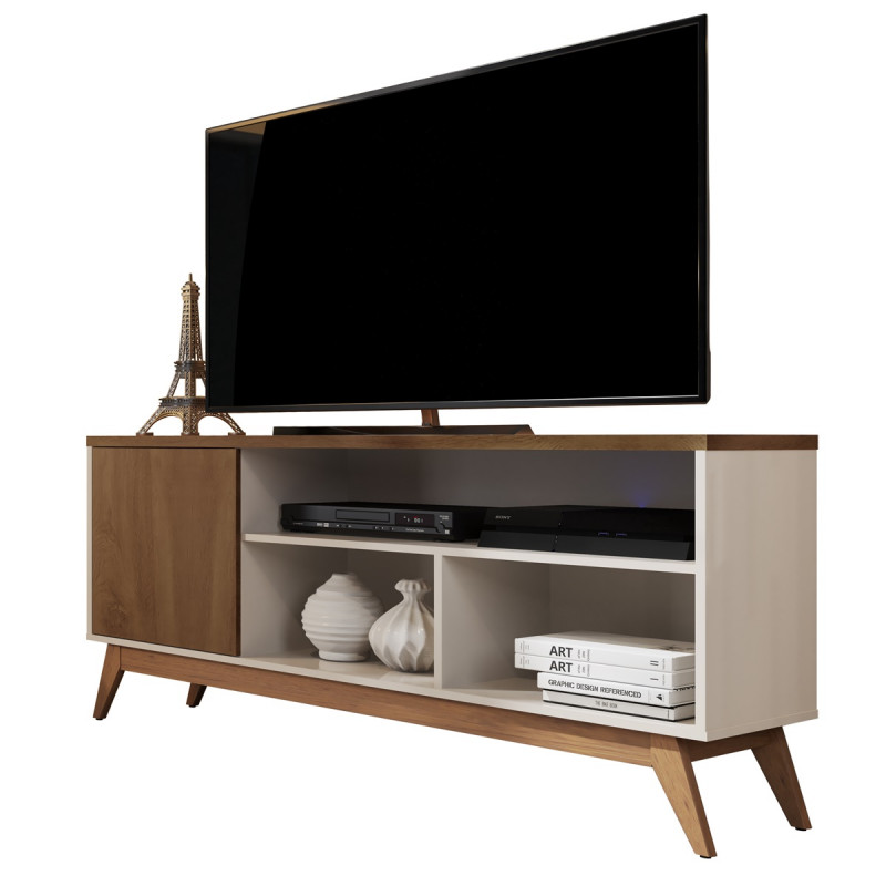 Rack Estilo Retro 1,36 com Porta e Prateleiras Malbec Wood Off