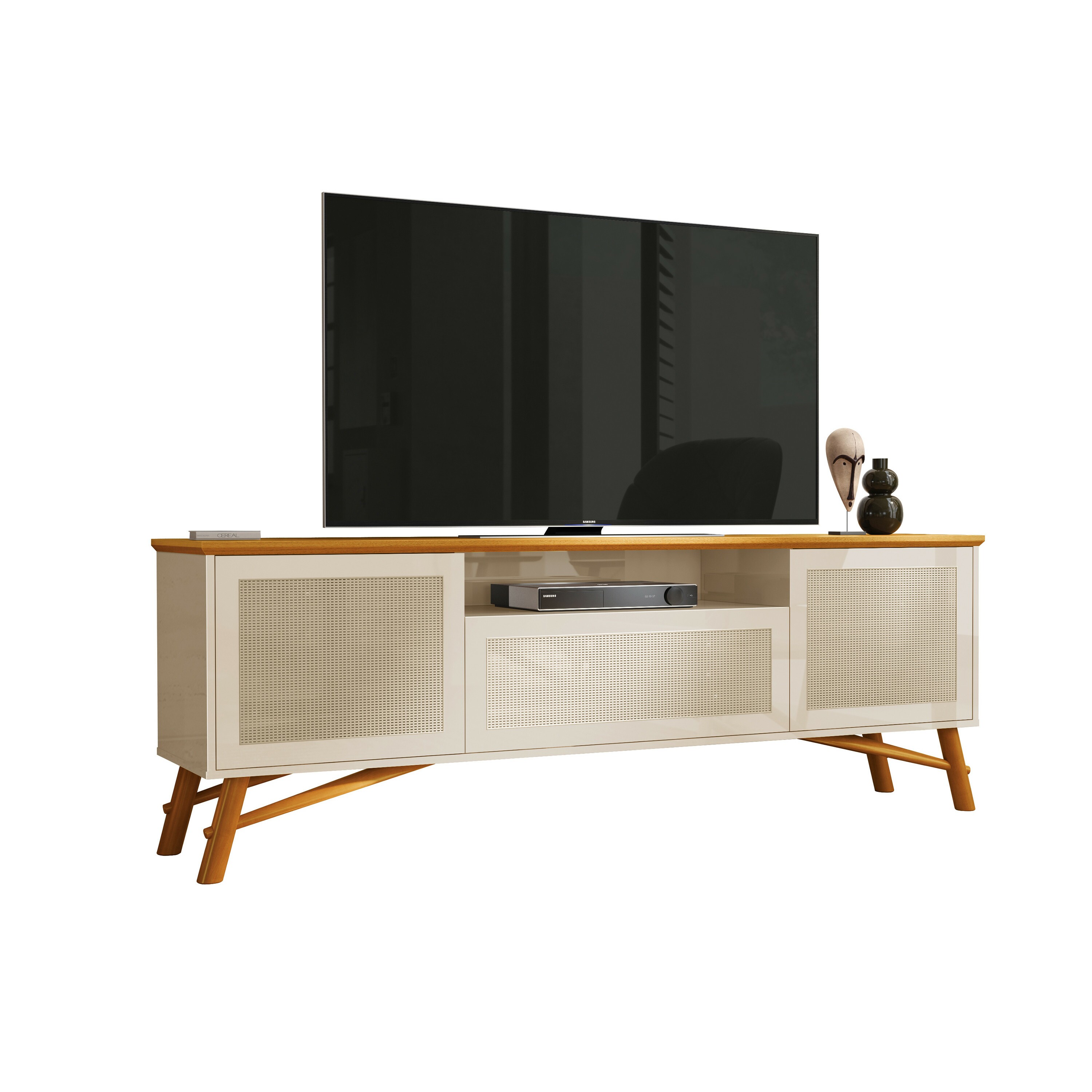 Rack Darin com Porta Basculante Off White Cedro 776186 EDN