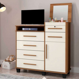 Cômoda Brilhante com Espelho Off W Freijó 02210FW Fabrimóveis