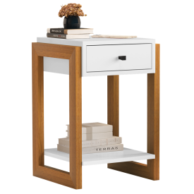 Mesa de Cabeceira Luxo 1 Gav 1661 Branco Brilho Ofertamo