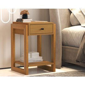 Kit 2 Mesa de Cabeceira Luxo 1 Gav 1661 Nature Fosco Ofertamo FORA DE LINHA