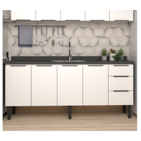 Gabinete Cozinha em Aço Júpiter 180 3 Gavetas Branco - Cozimax
