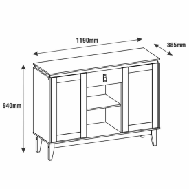 Aparador Buffet Diamante 1G Cinza Perola/Cedro Móveis Sala FORA DE LINHA