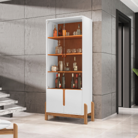 Cristaleira Lizz 4 Porta Branco Cedro Casa D Móveis