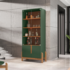 Cristaleira Lizz 4 Porta Verde Oliva Cedro Casa D Móveis FORA DE LINHA