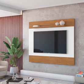 Painel Para Tv MDP Quasar 1.58 até 60 Branco Cedro Casa D Móveis