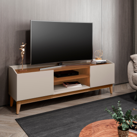 Rack Ravena 1.6 Off White Cedro 2 Portas Casa D Móveis 