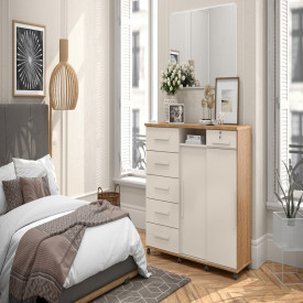 Cômoda Max 2020 Off White Amêndoa 903501 6G 02 Portas Lukaliam