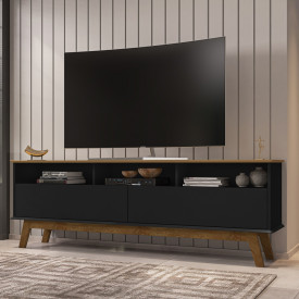 Rack Elegant 2 Portas Cinamomo Preto Fosco 2075680 Bechara 