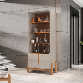 Cristaleira Lizz 4 Porta Off White/Cedro Casa D Móveis