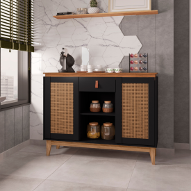 Aparador Buffet Diamante 1G Preto Cedro Casa D Móveis Sala FORA DE LINHA