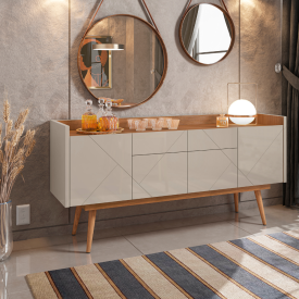 Buffet Veneza 2 Gavetas Off White Cedro Casa D Móveis Sala