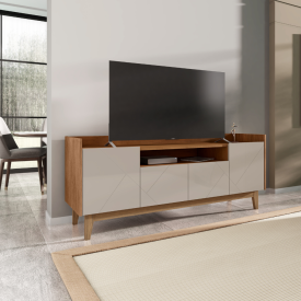 Rack Adria 4 Portas Cedro Off White Casa D Móveis Sala