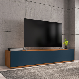 Rack Eros 1.80 Cedro Azul Cobalto 1 Gavetas Casa D Móveis Sala