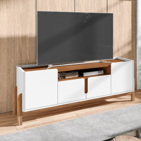 Rack Lizz 1,70 m Branco Cedro Casa D Móveis Sala FORA DE LINHA