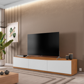 Rack Eros 1.80 Cedro Branco 1 Gavetas Casa D Móveis