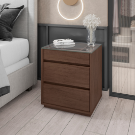 Mesa de Cabeceira Belize 3G Jacarandá Tampo de Vidro Casa D