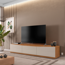 Rack Eros 1.80 Cedro Off White 1 Gavetas Casa D Móveis Sala