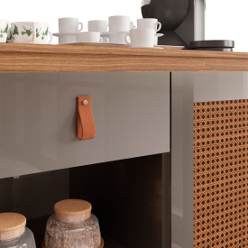 Aparador Café Rubi 1G Cinza Perola/Noce Casa D Móveis Sala