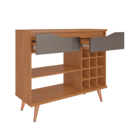 Aparador Bar Grace 2Gaveta Cedro Cinza Perola Casa D Móveis