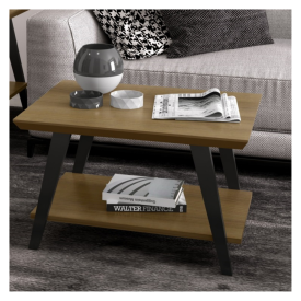 Mesa de Centro Davi Freijó com pés madeira Preto OFERTAMO