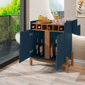 Bar Lizz Com Adega 2 Portas Azul Cobalto Cedro Casa D Móveis FORA DE LINHA