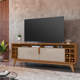 Rack Wine 1,35 m Cedro Off White Casa D Móveis Sala FORA DE LINHA