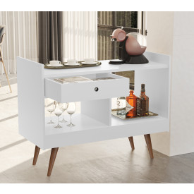 Aparador Bar 4064 Pés Madeira Branco Brilho JB Bechara