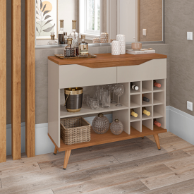 Aparador Bar Grace 2 Gavetas Off White Cedro Casa D Móveis