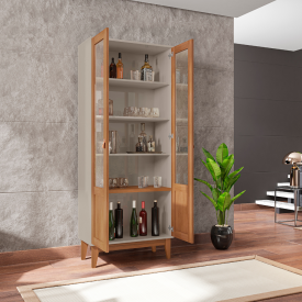 Cristaleira Lyra 2 Porta Off White/Cedro Casa D Móveis