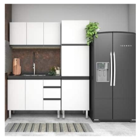 Paneleiro Cozinha em Aço Gaia 3 Portas Branco - Cozimax