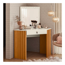 Penteadeira de Canto Camarim LED Glitter Cinamomo Off White Albatroz