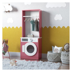 Lavanderia Infantil Diana Com Maquina de Lavar e Cabideiro Branco Rosa Ofertamo
