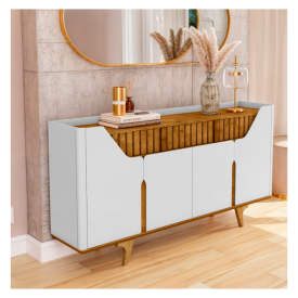 Aparador Danúbio C/4 Portas MDF Off White Naturalle Bechara