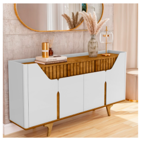 Aparador Danúbio C/4 Portas MDF Branco Naturalle Bechara