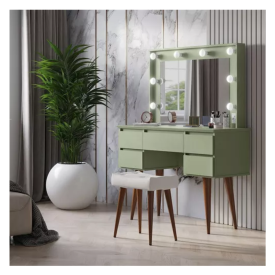 Penteadeira Camarim Strass Alecrim c/Banco e Espelho