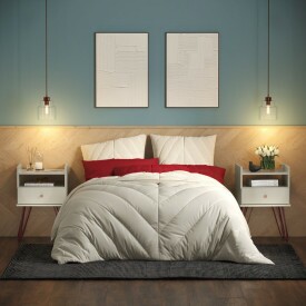 Conj. 2 Mesas de Cab. Bill Off White 1 Gaveta Patrimar