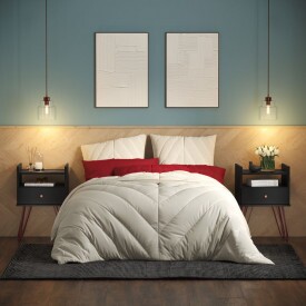 Conj. 2 Mesas de Cab. Bill Preto Acetinado 1 Gaveta Patrimar