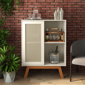 Aparador Bar Rattan Alto Off White Ofertamo Móveis Sala