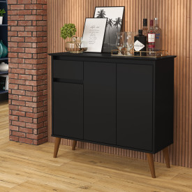 Aparador Buffet Veneza Ej Móveis Preto Sala