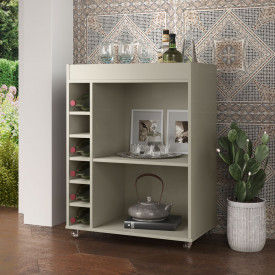 Aparador Bar Londres com Adega e Rodízios Off White Patrimar