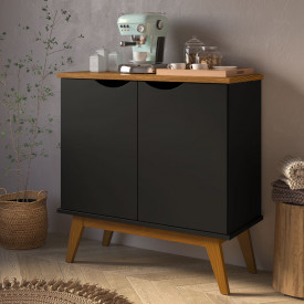 Buffet Prism 2 Portas Preto Acetinado Cumaru Patrimar 