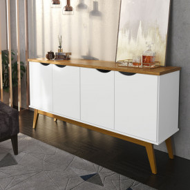 Buffet Prism 4 Portas Branco Acetinado Cumaru Patrimar 