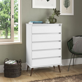 Cômoda Nina 5 Gavetas Branco 29500 EJ Móveis