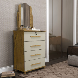 Cômoda Dalila com Espelho e Chave Nature/Off White Patrimar