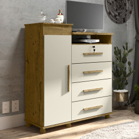 Cômoda Sapateira Juma New com Espelho Nature Off White Patrimar 