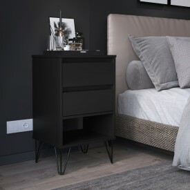 Mesa de Cabeceira Retro Iron Ej Móveis Preto 25120 Quarto